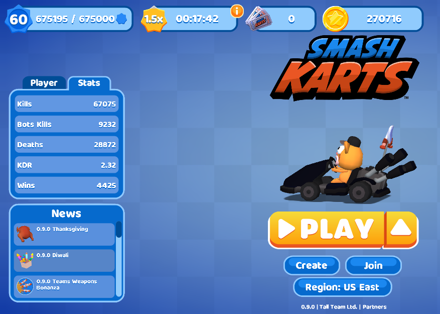 free smash karts account with 370k+ items 