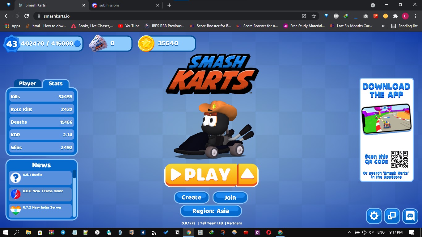 free smash karts account with 370k+ items 